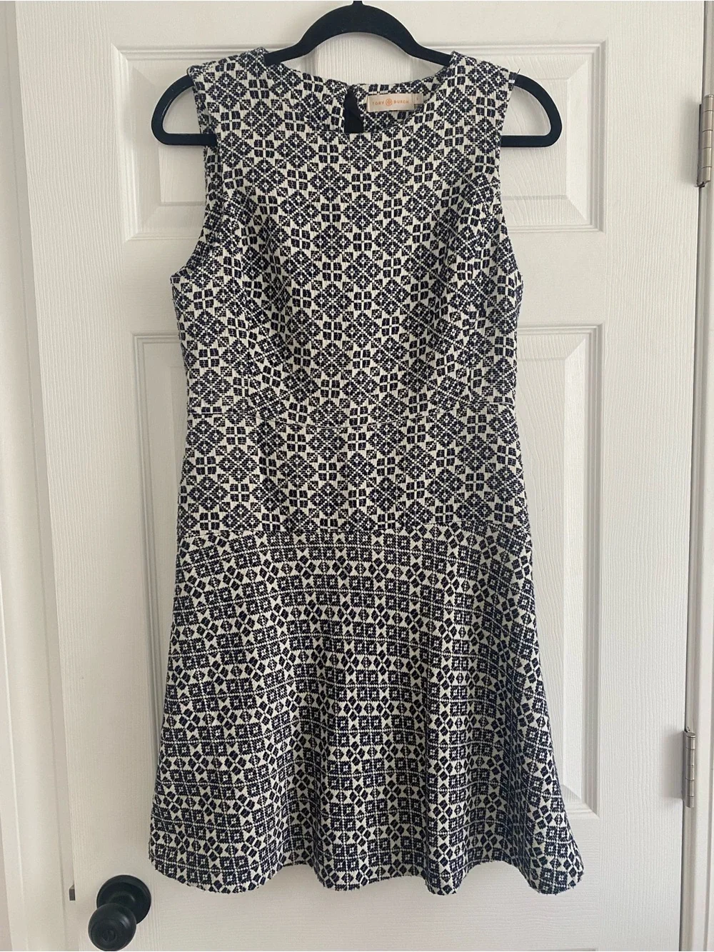 Tory Burch Sleeveless Navy and White Patterned Dress Size 6